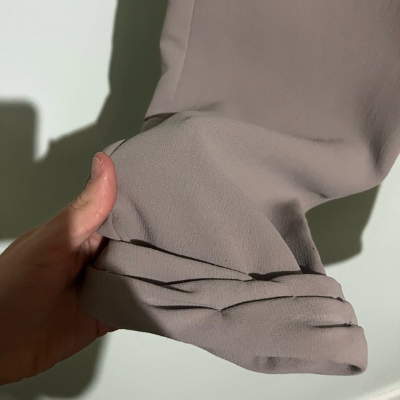 Aritzia Wilfred Allant Pants Cropped Leg Tie Waist Crepe Trousers, Taupe - Picture 9 of 9